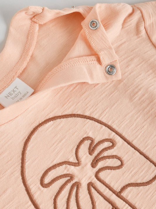 Coral/Orange/Pink Baby Short Sleeve Top and Trousers Set (0mths-2yrs) image 3