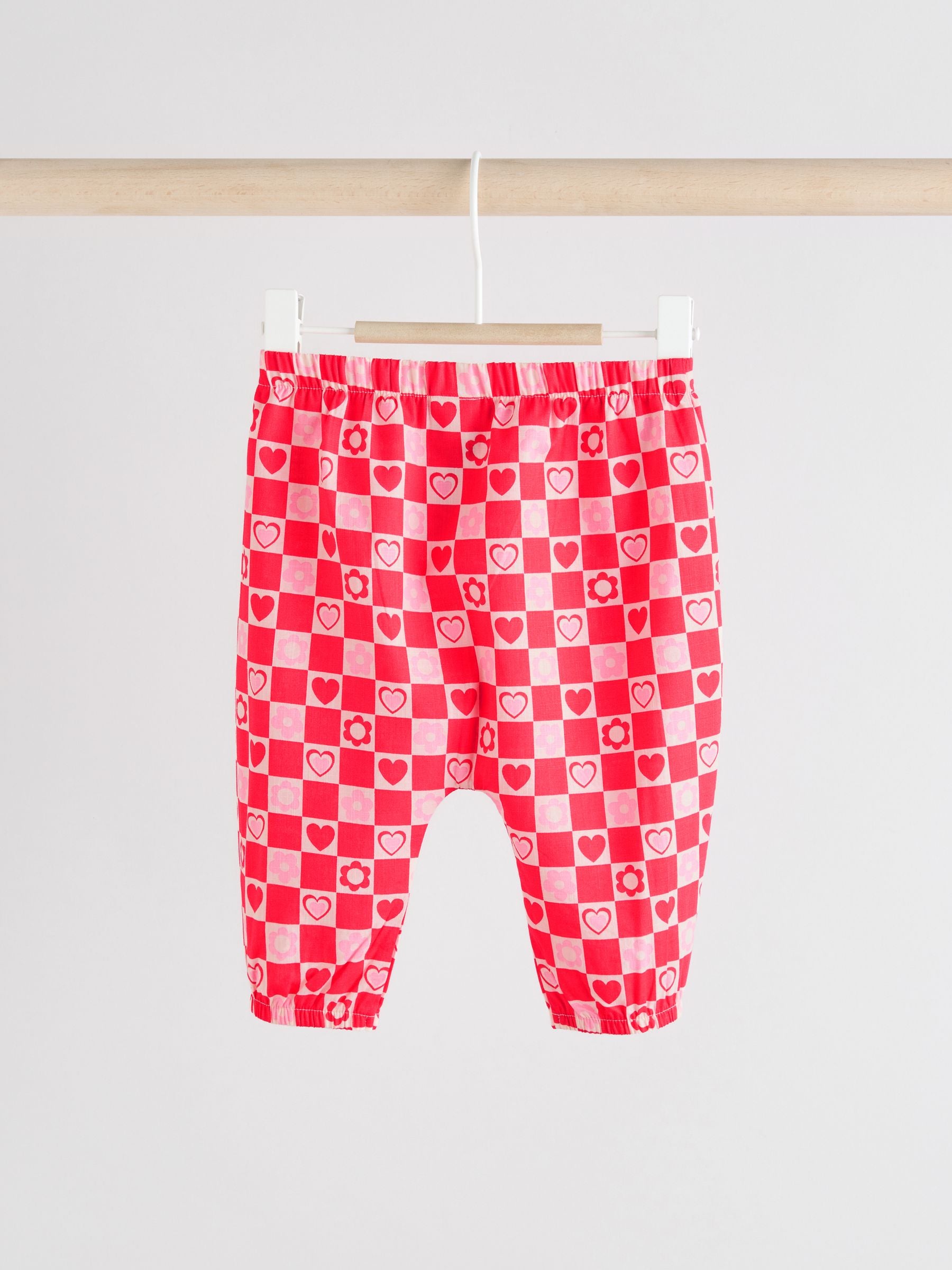Red/Pink Strawberry/ Hearts Baby Short Sleeve Top and Trousers Set image 3