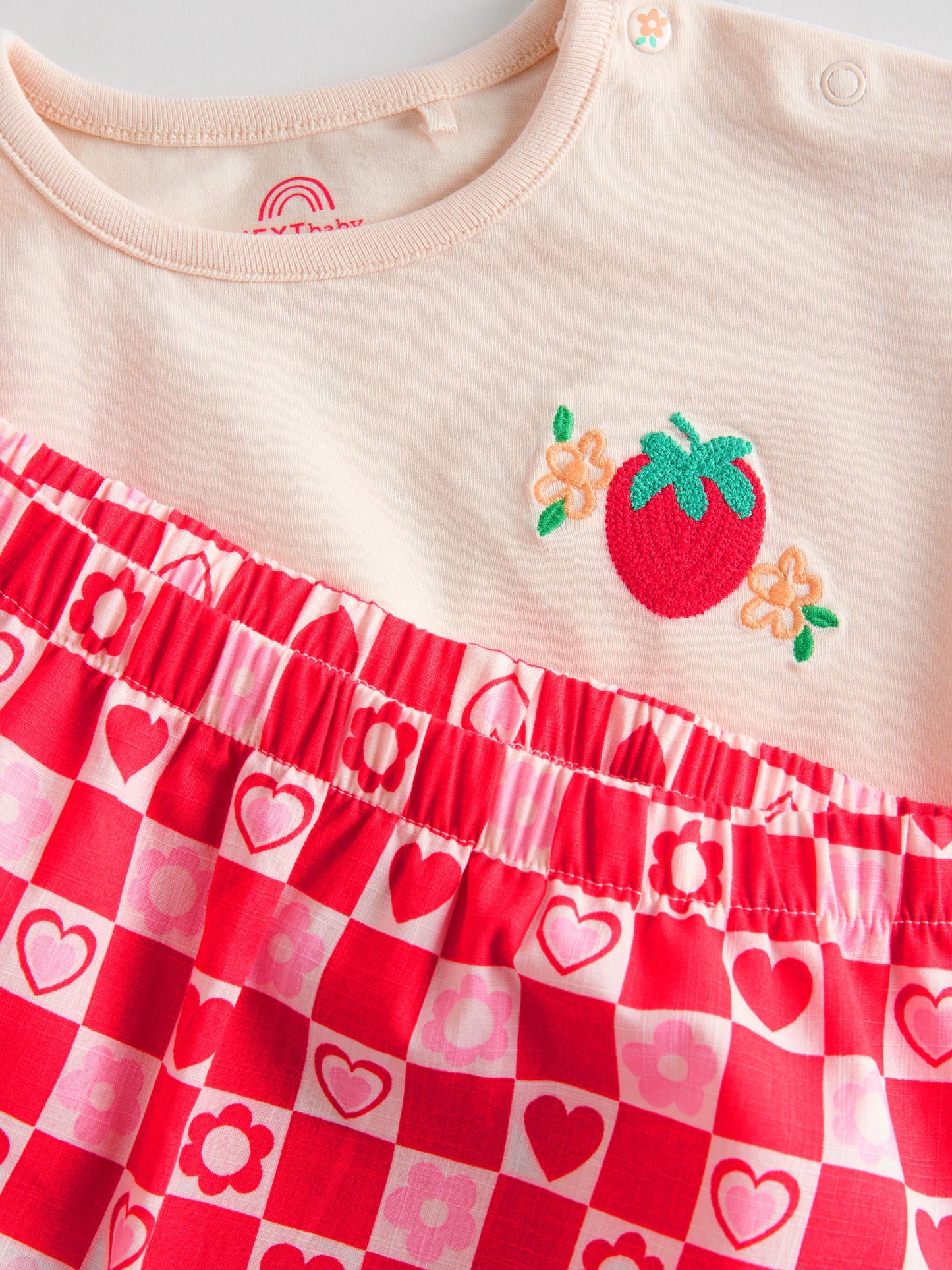Red/Pink Strawberry/ Hearts Baby Short Sleeve Top and Trousers Set image 5