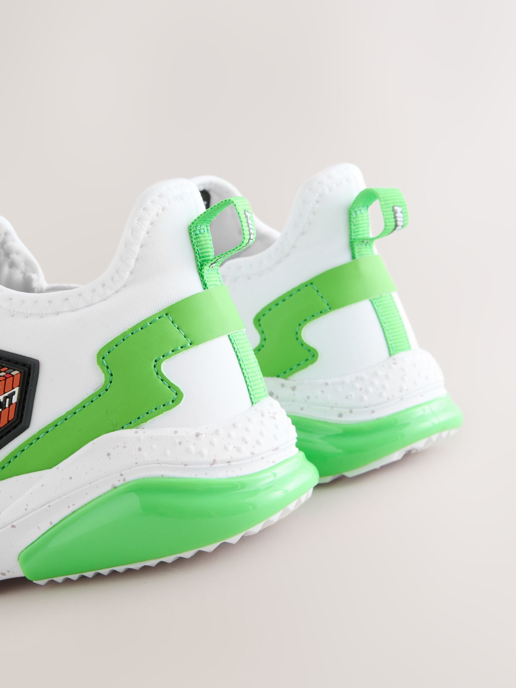 Dsiney Kidz - White Standard Fit (F) Minecraft Elastic Lace Trainers image 3