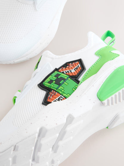Dsiney Kidz - White Standard Fit (F) Minecraft Elastic Lace Trainers image 4