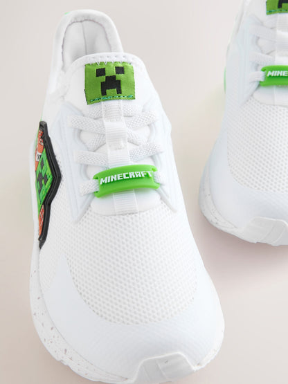 Dsiney Kidz - White Standard Fit (F) Minecraft Elastic Lace Trainers image 5