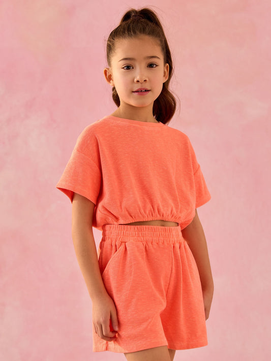 Orange Fluro T-Shirt and Shorts Set (3-16yrs) image 1