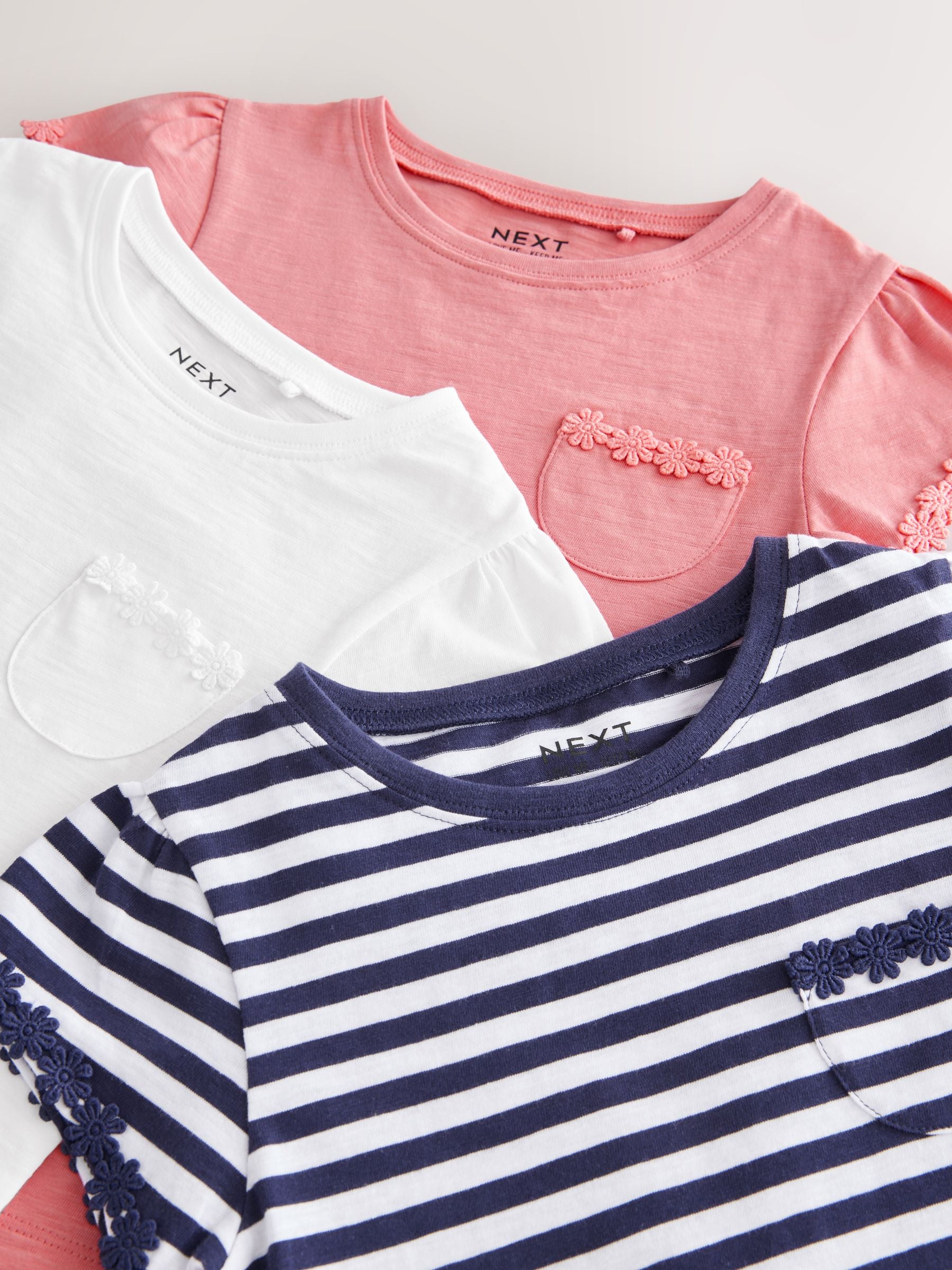 Dsiney Kidz - Blue/Pink/White Daisy Trim T-Shirts 3 Pack (12mths-16yrs) image 9