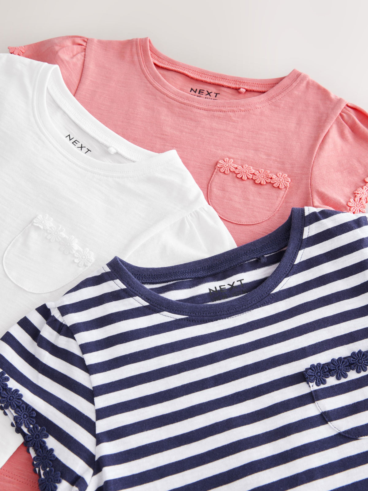 Dsiney Kidz - Blue/Pink/White Daisy Trim T-Shirts 3 Pack (12mths-16yrs) image 9