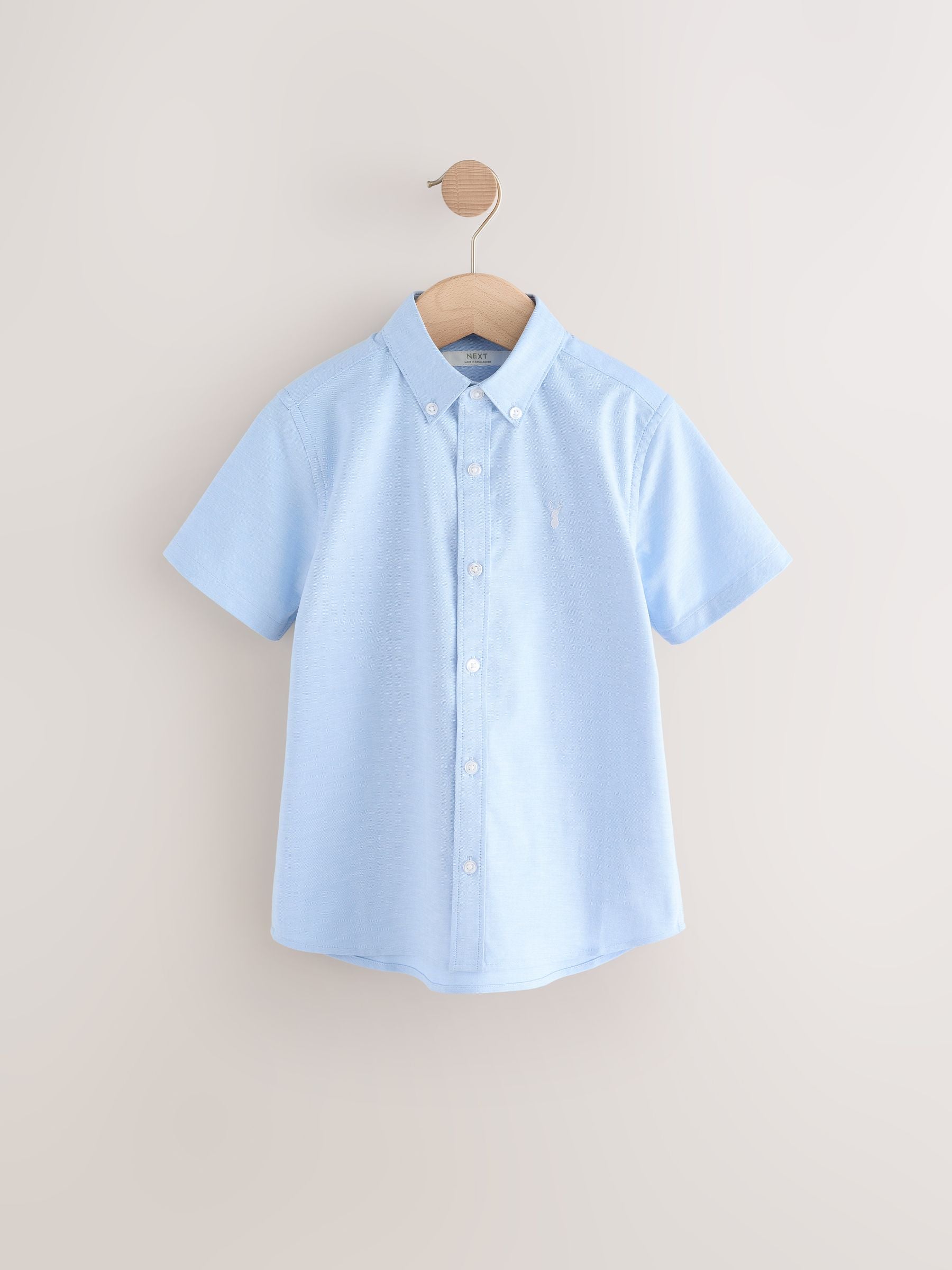 Dsiney Kidz - White/Blue Short Sleeve Cotton Rich Oxford Shirts 2 Pack (3-16yrs) image 2