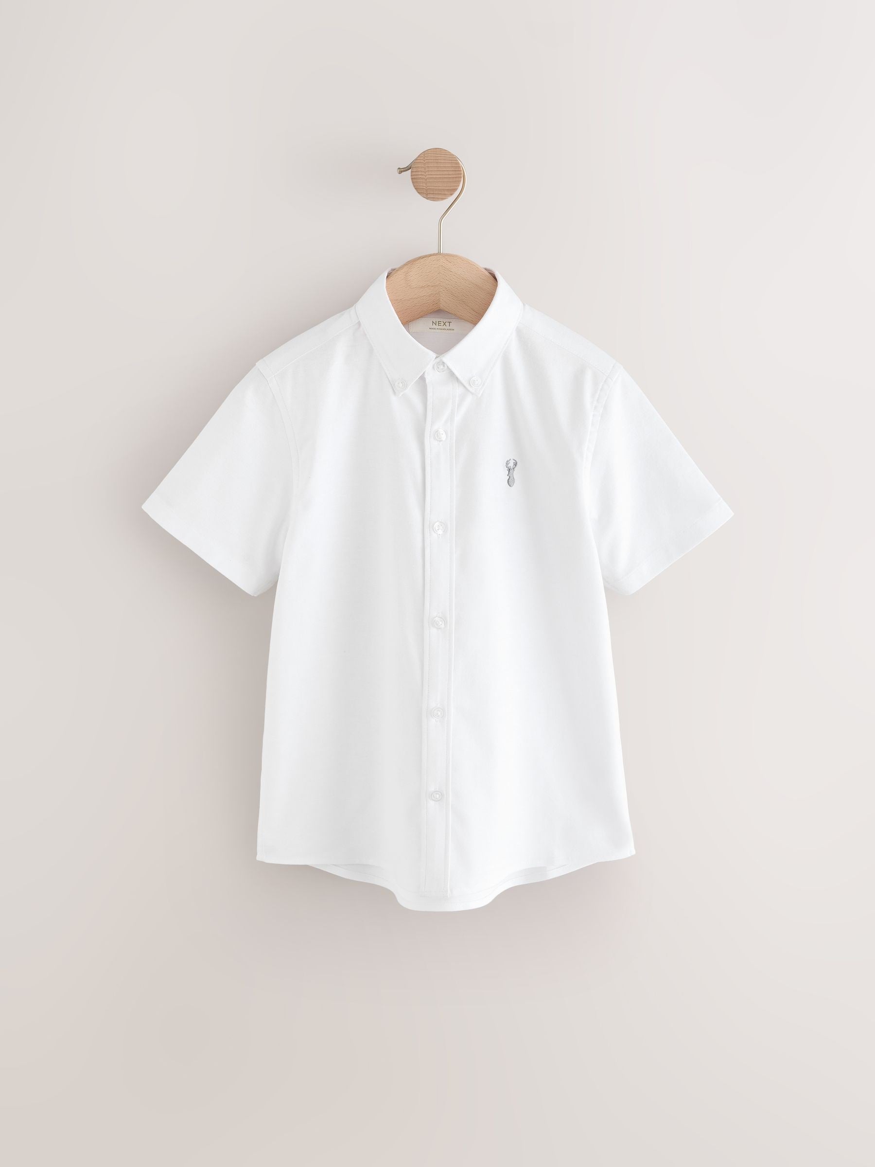 Dsiney Kidz - White/Blue Short Sleeve Cotton Rich Oxford Shirts 2 Pack (3-16yrs) image 4