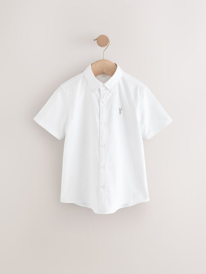 Dsiney Kidz - White/Blue Short Sleeve Cotton Rich Oxford Shirts 2 Pack (3-16yrs) image 4