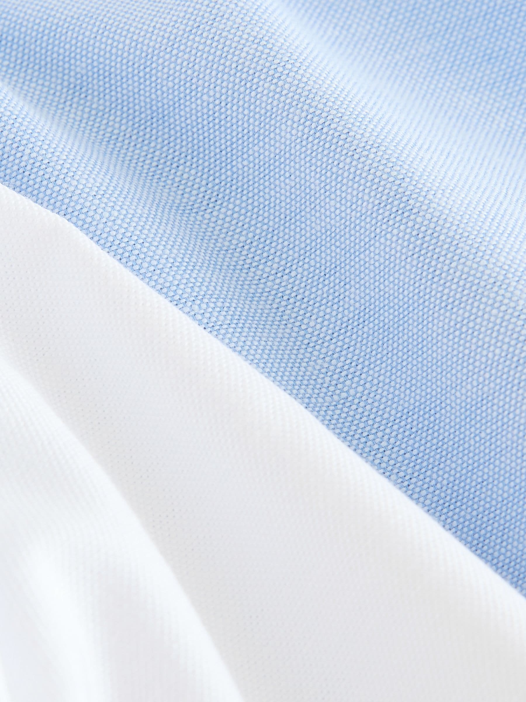 Dsiney Kidz - White/Blue Short Sleeve Cotton Rich Oxford Shirts 2 Pack (3-16yrs) image 5