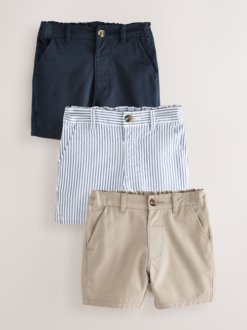 Navy/Stone/Ticking Stripe Chinos Shorts 3 Pack (3mths-7yrs) image 1
