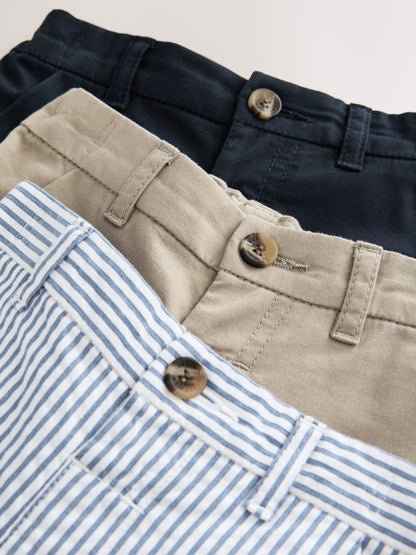 Dsiney Kidz - Navy/Stone/Ticking Stripe Chinos Shorts 3 Pack (3mths-7yrs) image 6