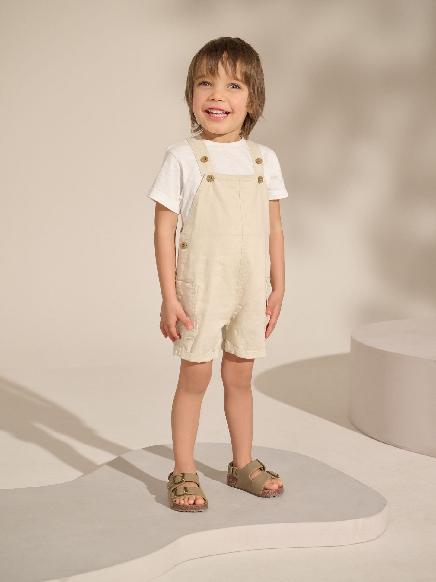 Ecru Linen Blend Dungarees (3mths-7yrs)