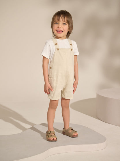 Ecru Linen Blend Dungarees (3mths-7yrs)
