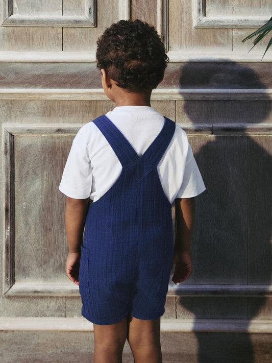 Navy Stripe Soft Textured 100% Cotton Dungarees (3mths-7yrs) image 3