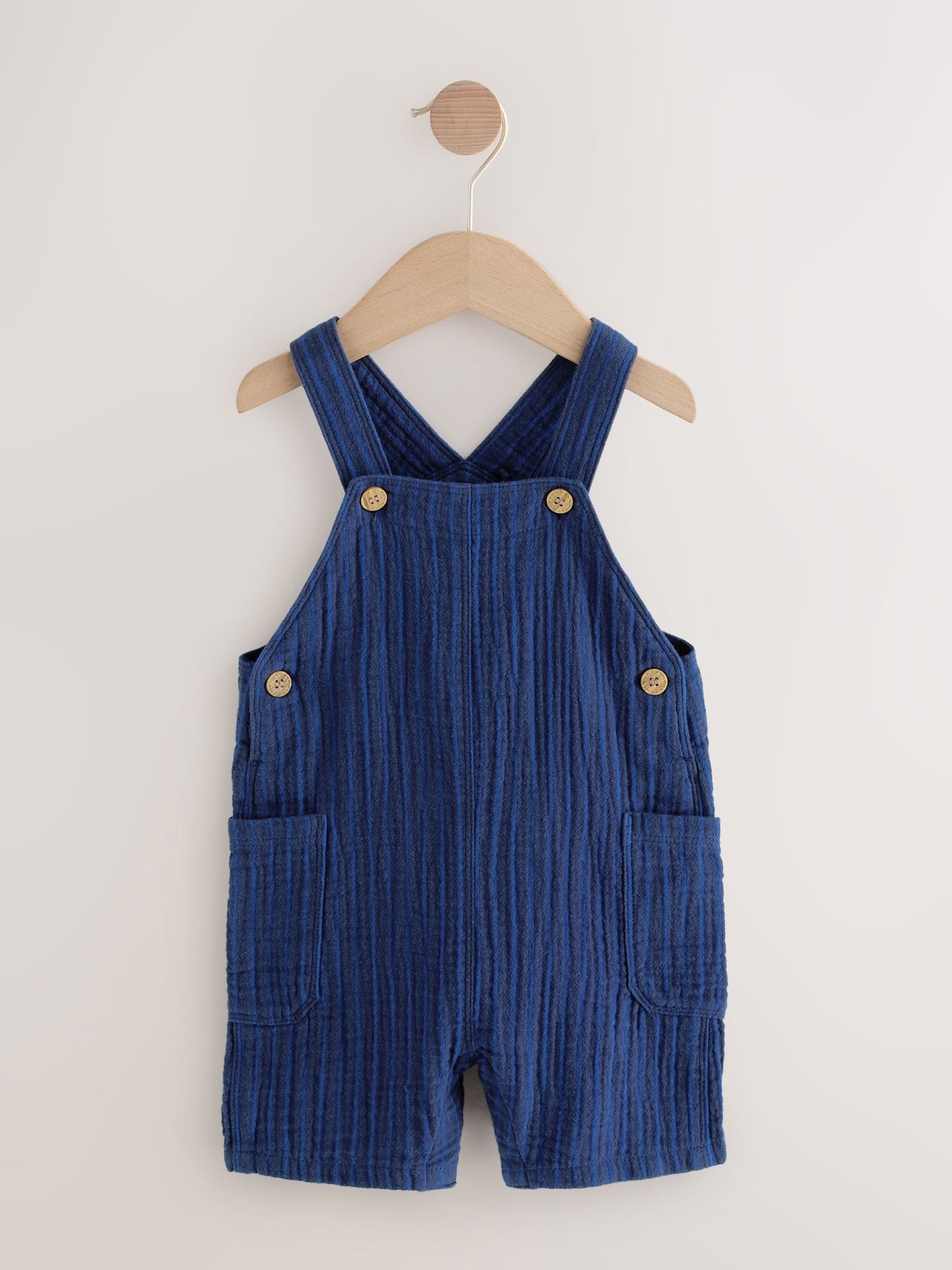 Navy Stripe Soft Textured 100% Cotton Dungarees (3mths-7yrs)