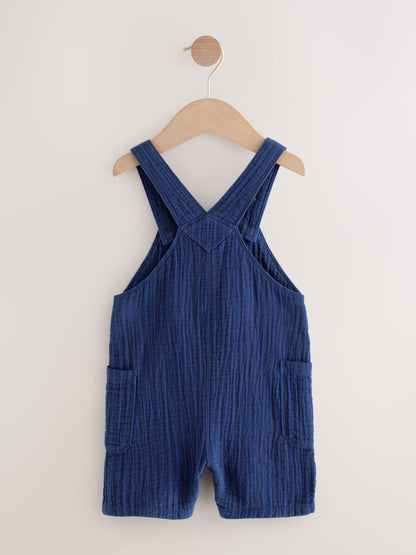 Navy Stripe Soft Textured 100% Cotton Dungarees (3mths-7yrs)