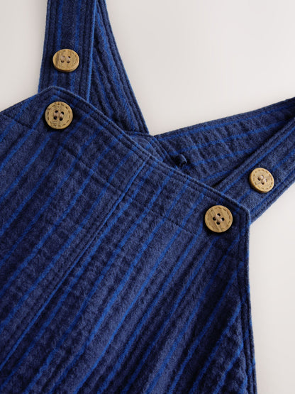 Navy Stripe Soft Textured 100% Cotton Dungarees (3mths-7yrs)