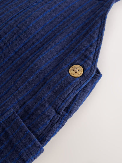 Navy Stripe Soft Textured 100% Cotton Dungarees (3mths-7yrs)