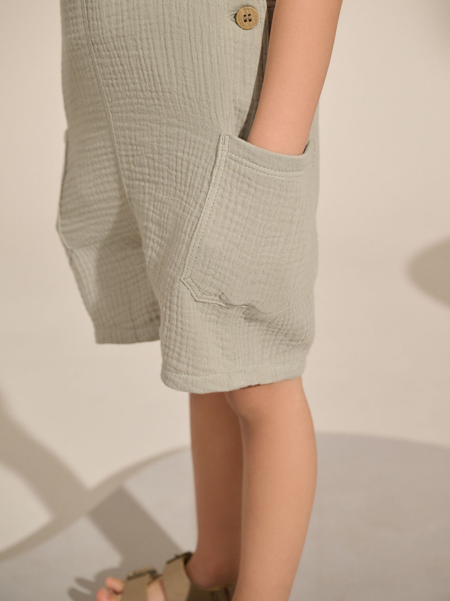 Sage Green Soft Textured 100% Cotton Dungarees (3mths-7yrs)