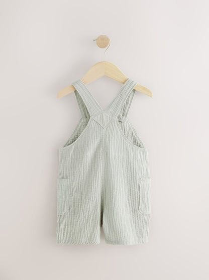 Sage Green Soft Textured 100% Cotton Dungarees (3mths-7yrs)