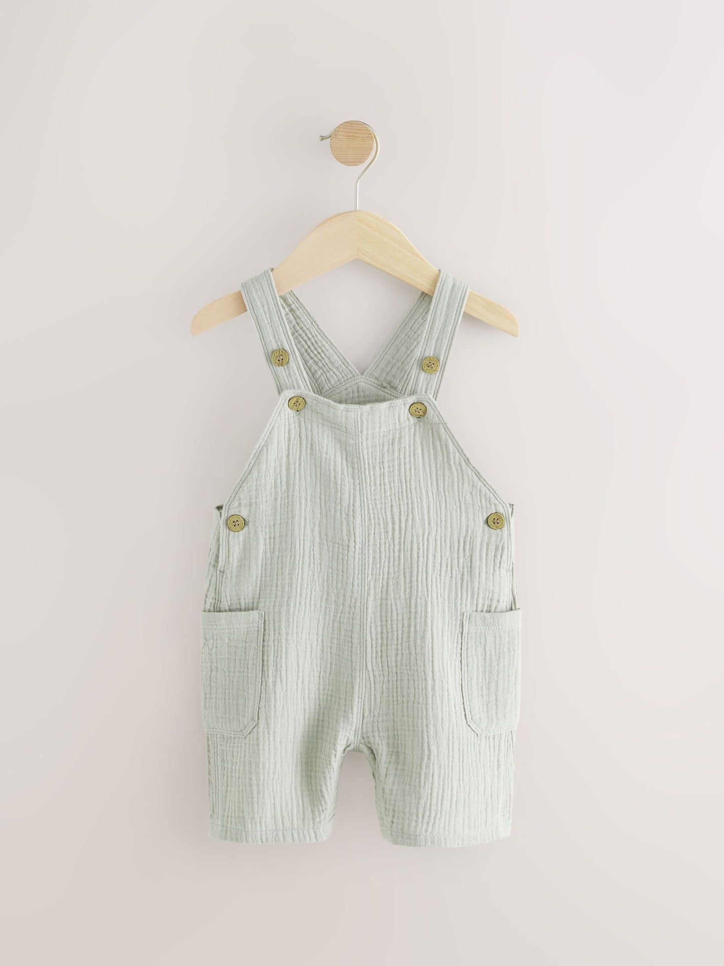 Sage Green Soft Textured 100% Cotton Dungarees (3mths-7yrs)
