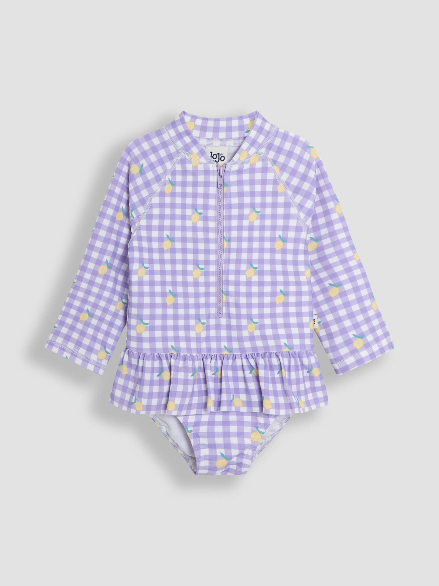 JoJo Maman Bébé Gingham Long Sleeve Sunsafe Swimsuit image 1