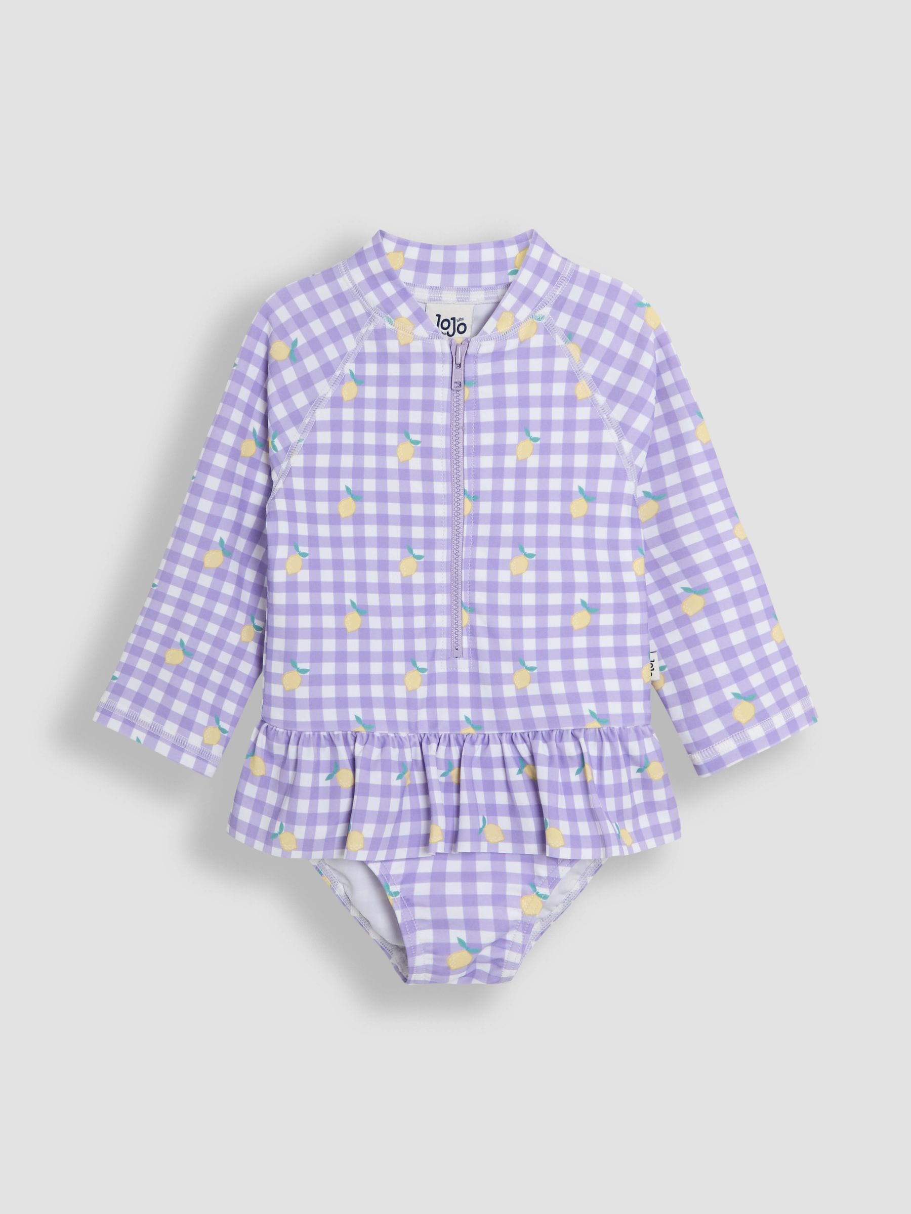 JoJo Maman Bébé Gingham Long Sleeve Sunsafe Swimsuit image 1