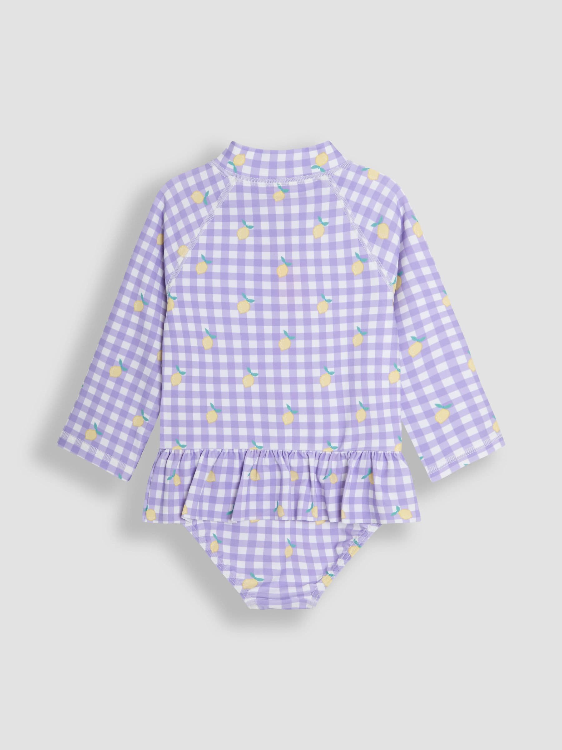 JoJo Maman Bébé Gingham Long Sleeve Sunsafe Swimsuit image 2