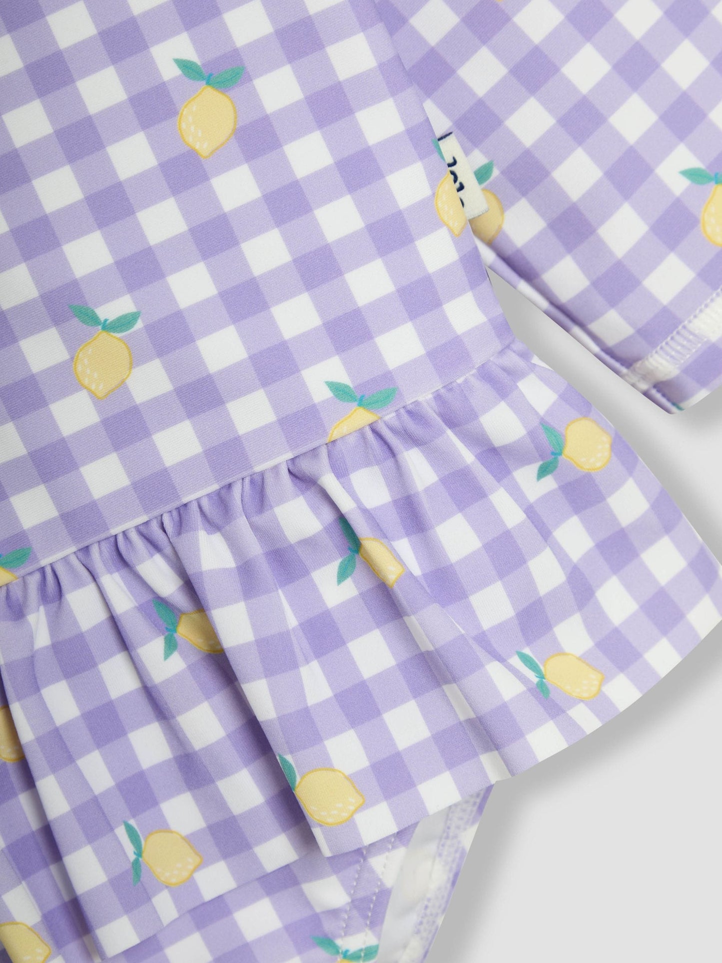 JoJo Maman Bébé Gingham Long Sleeve Sunsafe Swimsuit image 3