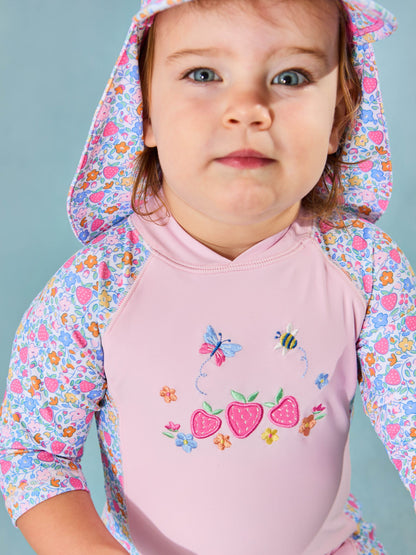 JoJo Maman Bébé Pink Strawberry Floral UV Sunsafe Suit image 3