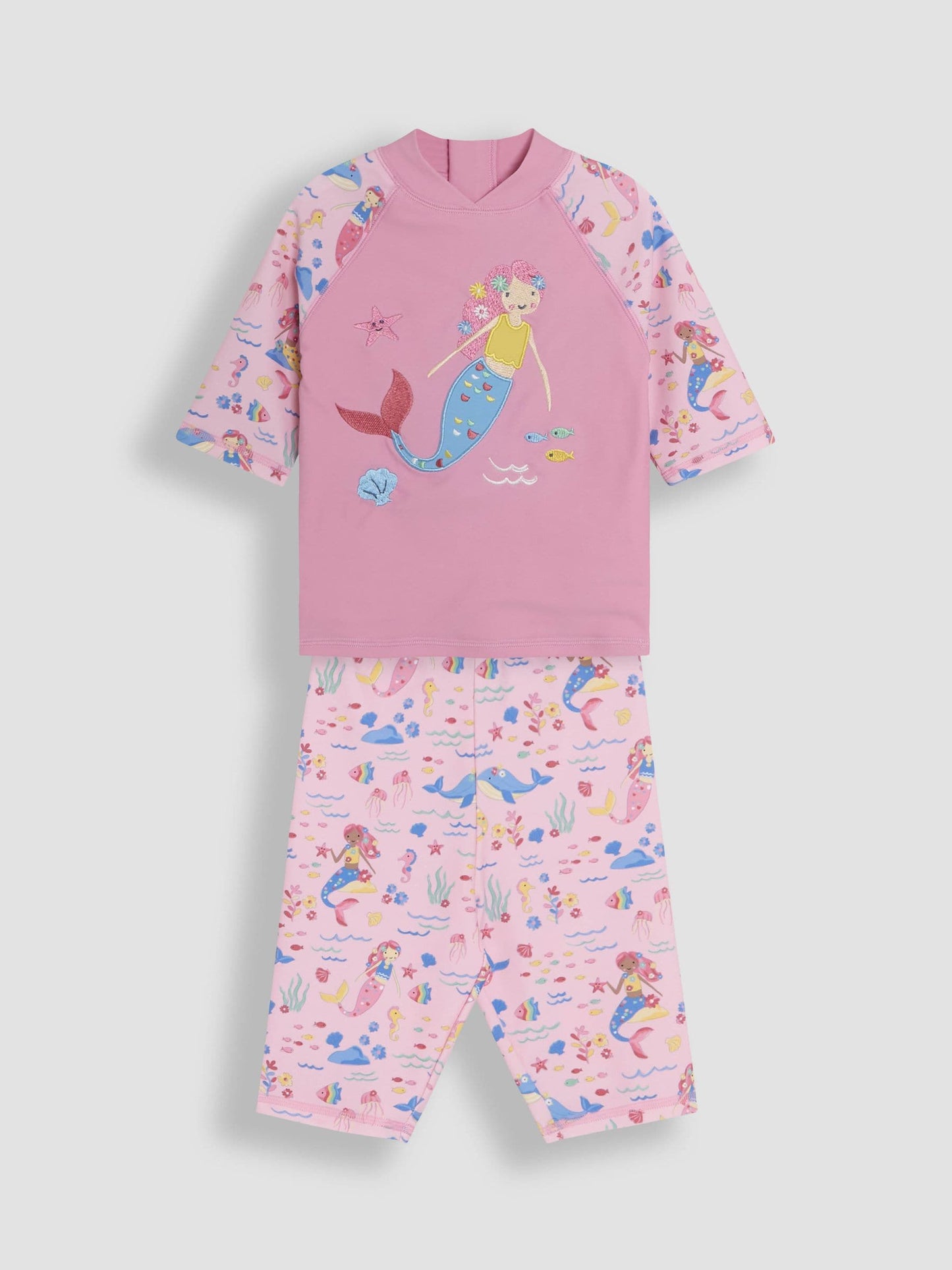 JoJo Maman Bébé Pink Mermaid 2-Piece UV Sunsafe Suit image 1