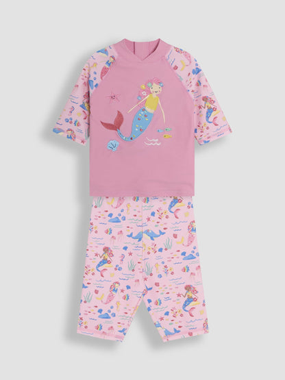 JoJo Maman Bébé Pink Mermaid 2-Piece UV Sunsafe Suit image 1