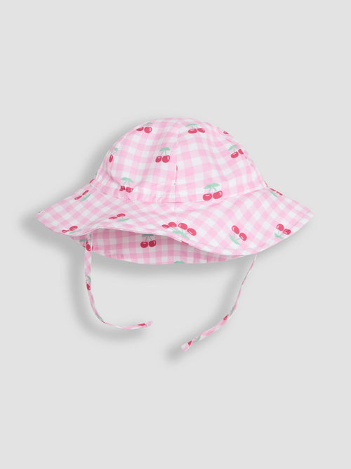 JoJo Maman Bébé Gingham Cherry Floppy Swim Hat image 1