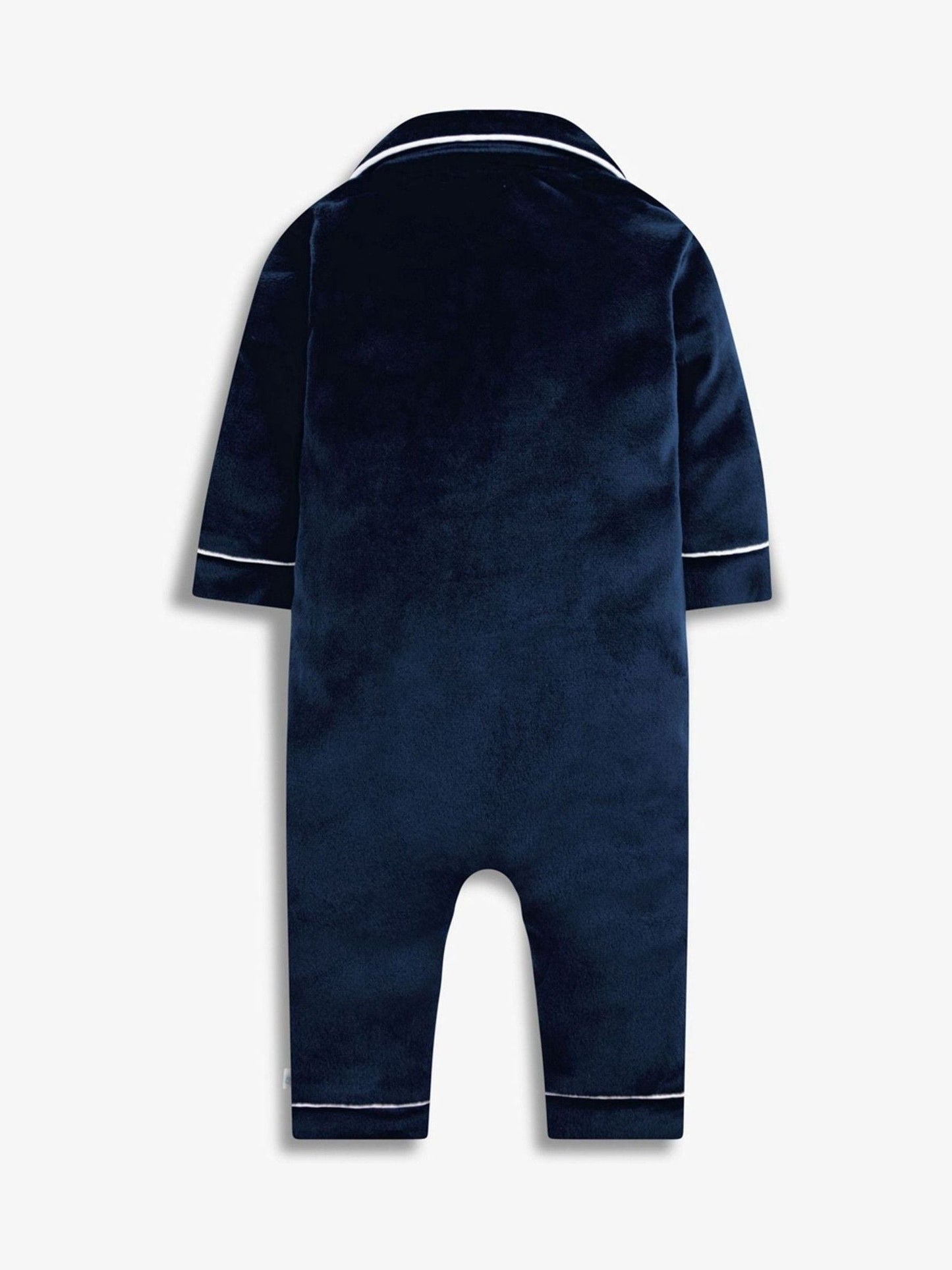 The Little Tailor Blue Luxury Soft Touch Velour Onsie Rompersuit image 5