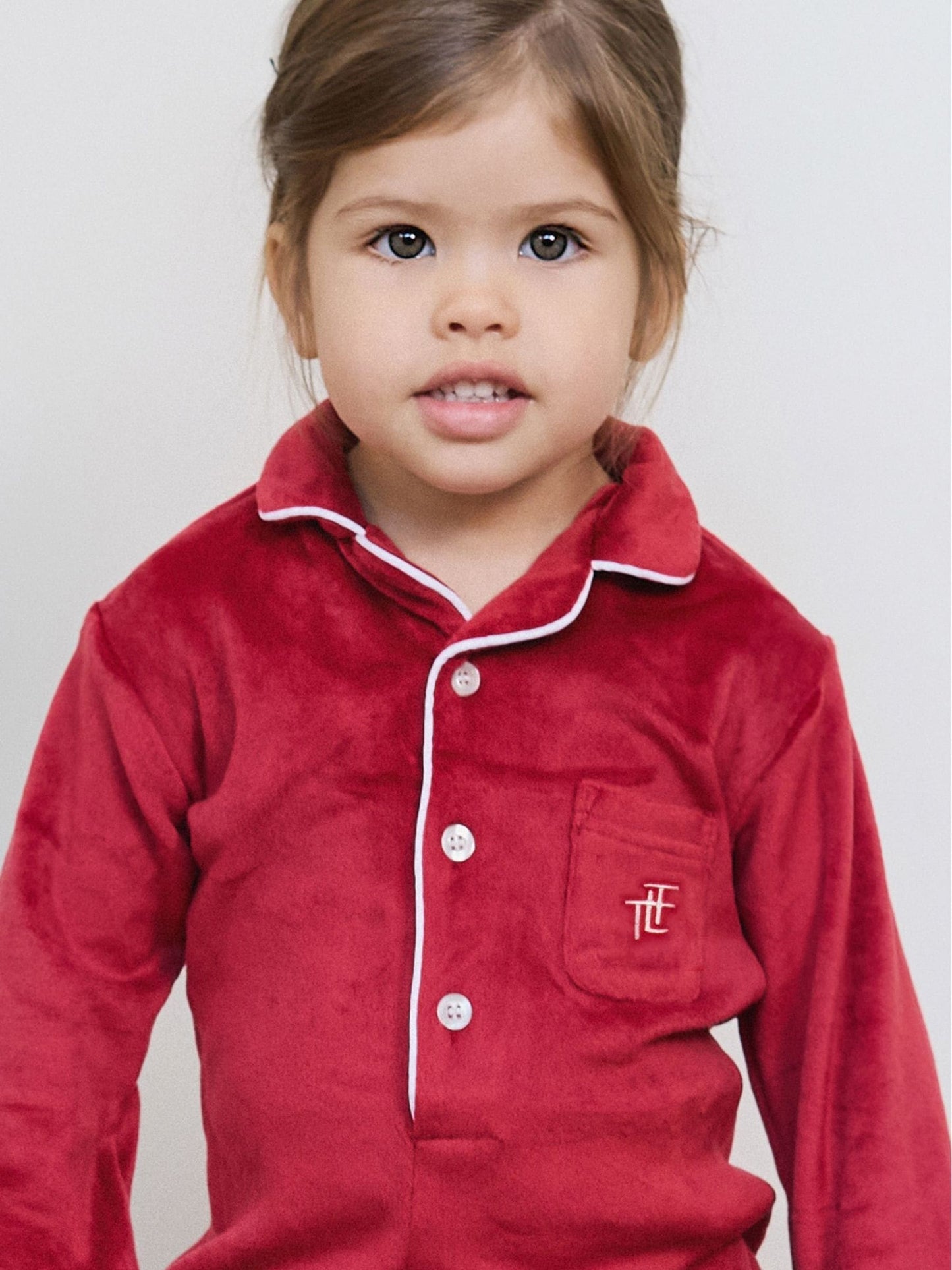 The Little Tailor Red Luxury Soft Touch Velour Onsie Rompersuit image 5