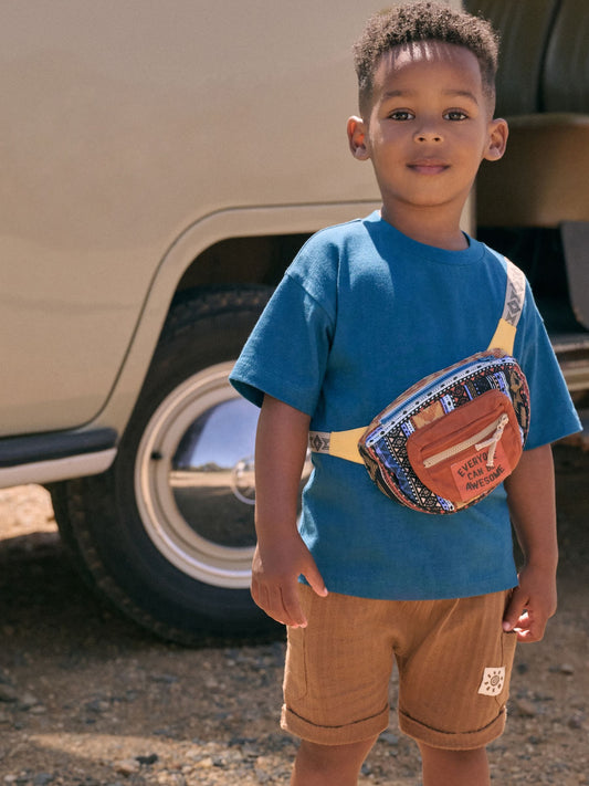 Blue Short Sleeve Bumbag T-Shirt & Shorts Set (3mths-7yrs) image 1