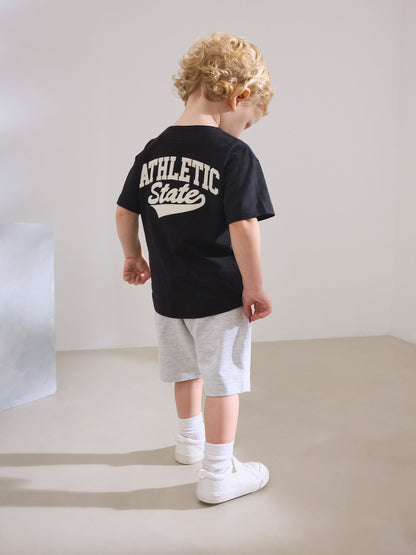 Black/Grey Baseball Short Sleeve Jersey Shirt & Shorts Set (3mths-7yrs) (3mths-7yrs) image 1