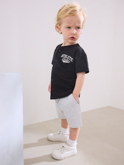 Black/Grey Baseball Short Sleeve Jersey Shirt & Shorts Set (3mths-7yrs) (3mths-7yrs) image 4