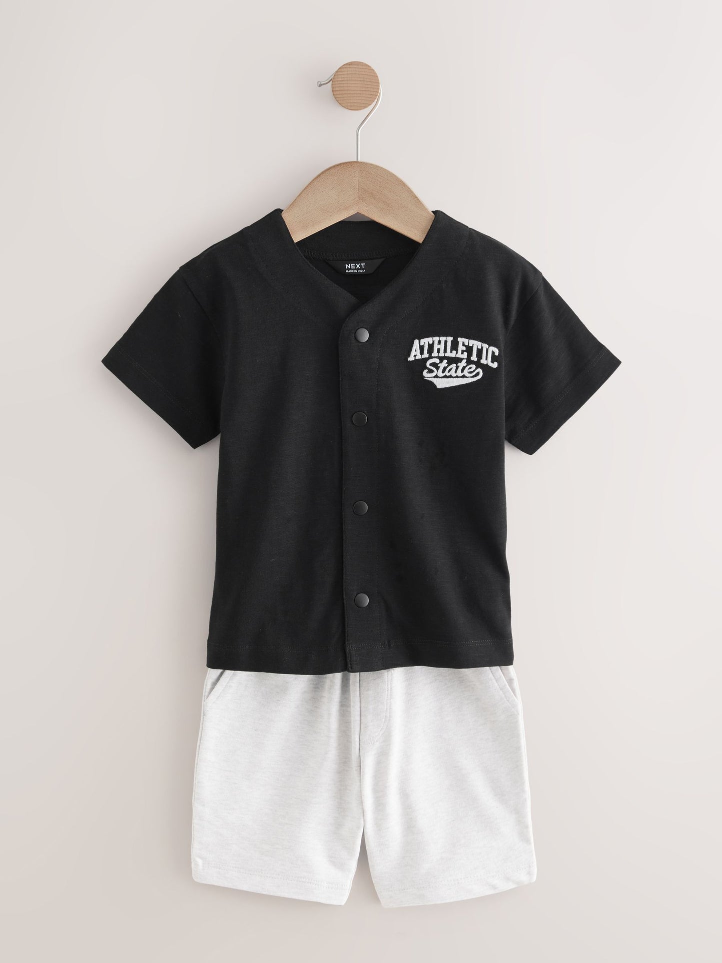 Black/Grey Baseball Short Sleeve Jersey Shirt & Shorts Set (3mths-7yrs) (3mths-7yrs) image 6
