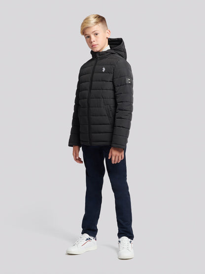 Dsiney Kidz - U.S. Polo Assn Black U.S. Polo Assn. Boys Lightweight Quilt Hooded Puffer Jacket image 3