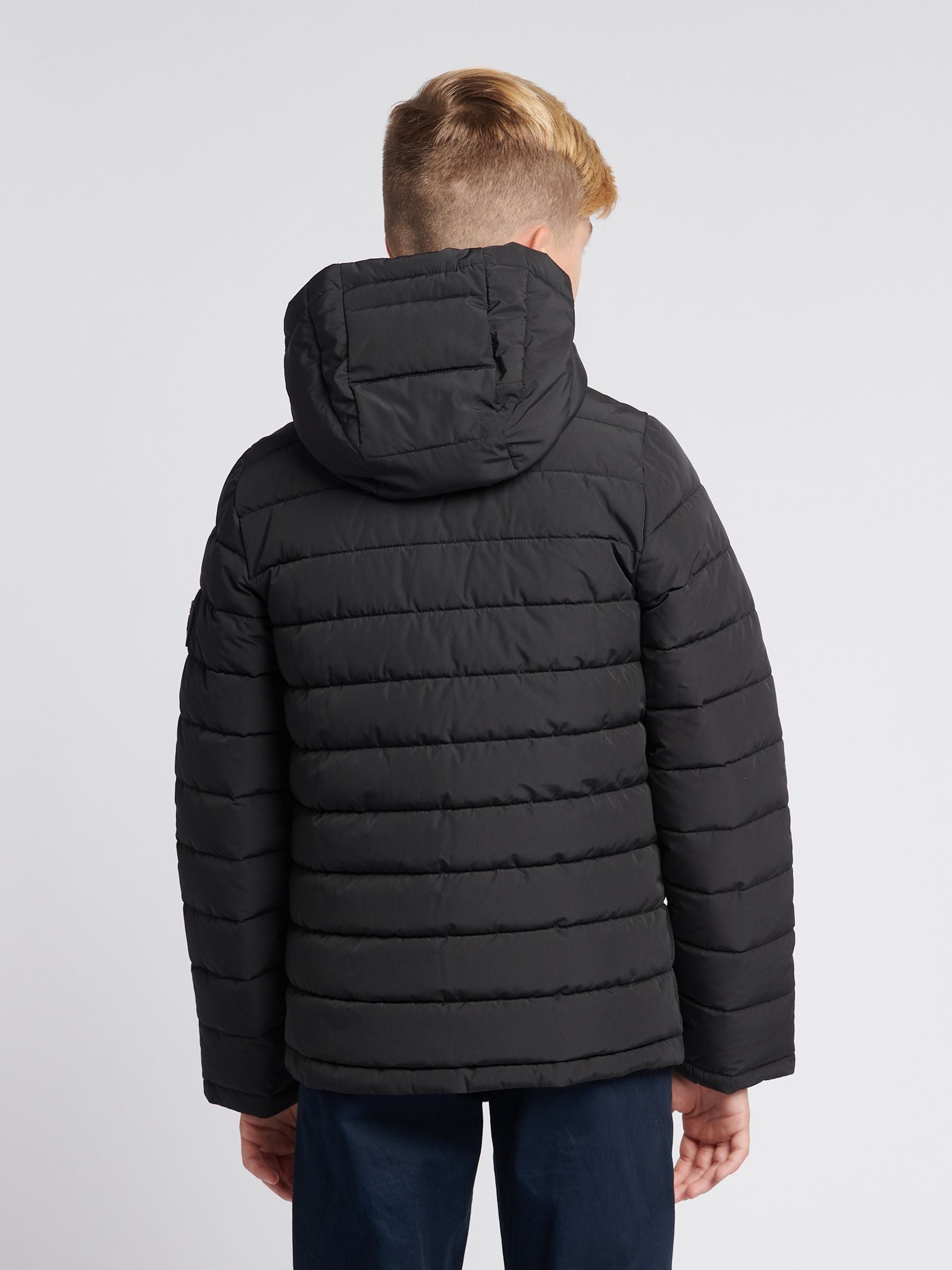 Dsiney Kidz - U.S. Polo Assn Black U.S. Polo Assn. Boys Lightweight Quilt Hooded Puffer Jacket image 4