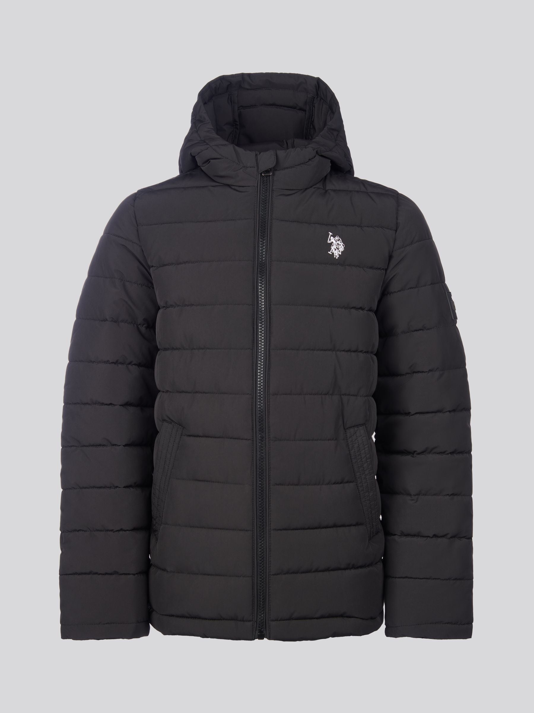 Dsiney Kidz - U.S. Polo Assn Black U.S. Polo Assn. Boys Lightweight Quilt Hooded Puffer Jacket image 5