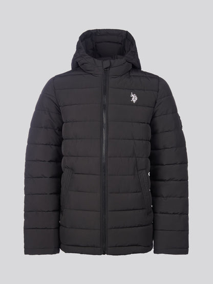 Dsiney Kidz - U.S. Polo Assn Black U.S. Polo Assn. Boys Lightweight Quilt Hooded Puffer Jacket image 5
