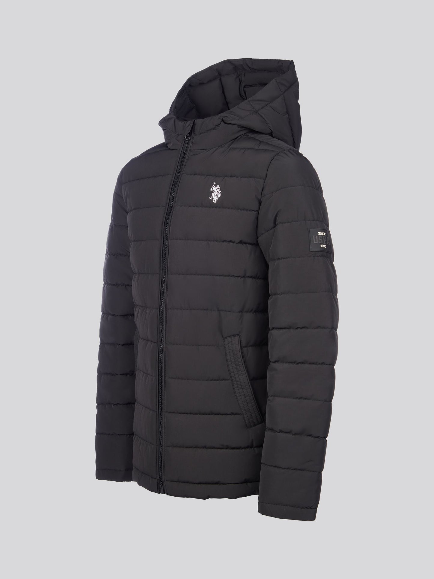 Dsiney Kidz - U.S. Polo Assn Black U.S. Polo Assn. Boys Lightweight Quilt Hooded Puffer Jacket image 6