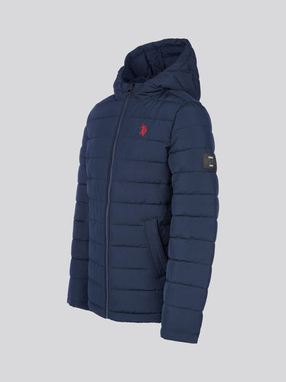 Dsiney Kidz - U.S. Polo Assn Dark Blue U.S. Polo Assn. Boys Lightweight Quilt Hooded Puffer Jacket image 2