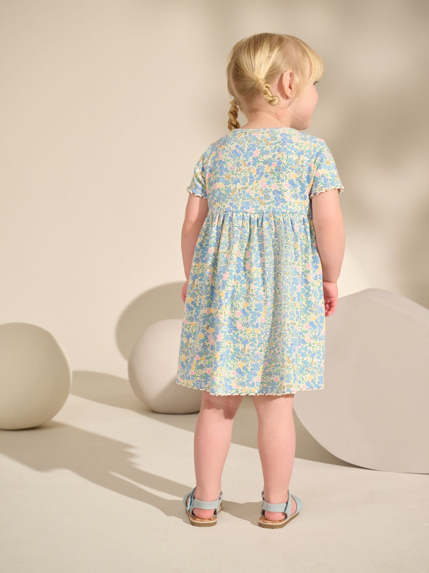 Blue Ribbed Jersey Dress (3mths-7yrs) image 4