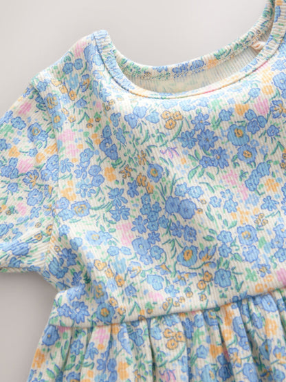 Blue Ribbed Jersey Dress (3mths-7yrs) image 7