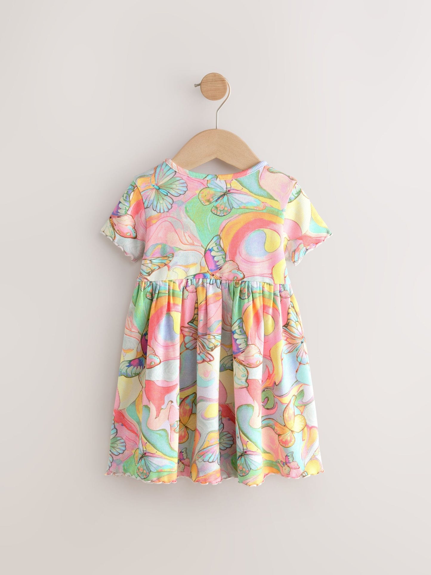 Rainbow Butterfly Ribbed Jersey Dres (3mths-7yrs)