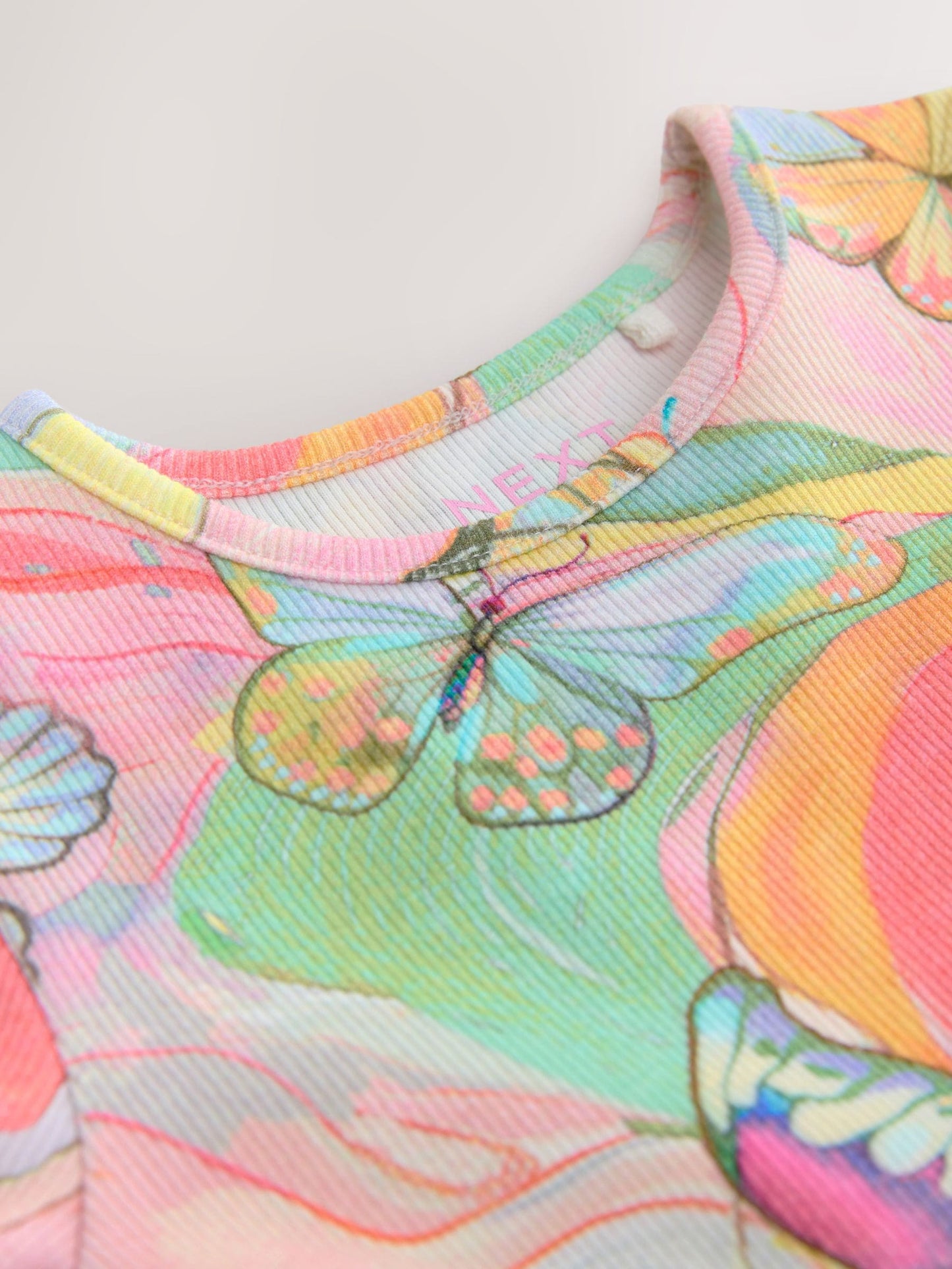 Rainbow Butterfly Ribbed Jersey Dres (3mths-7yrs)