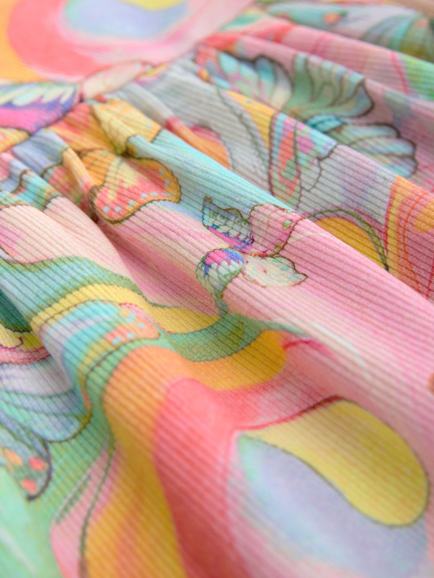Rainbow Butterfly Ribbed Jersey Dres (3mths-7yrs)